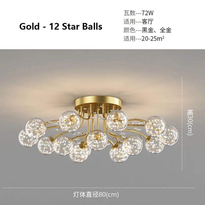 Afralia™ Crystal Flower Ceiling Lamp LED Chandelier for Bedroom Living Room Branch Decor