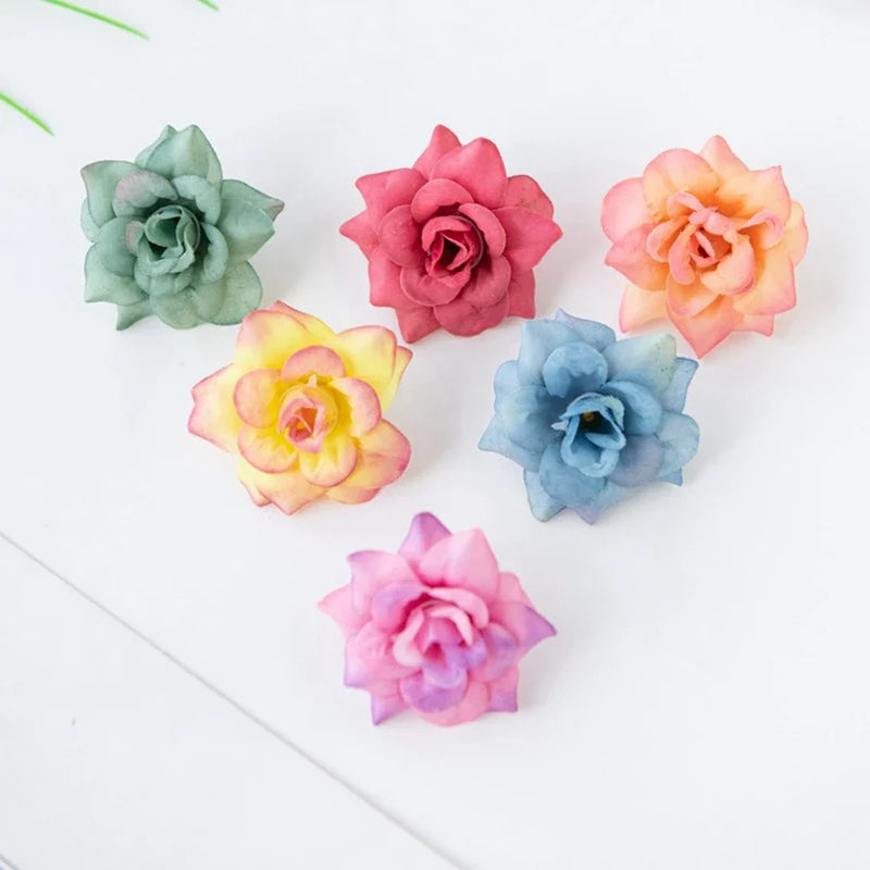 Afralia™ Silk Rose Head Flowers: Christmas Wreath Home DIY Wedding Brooch Craft Decor