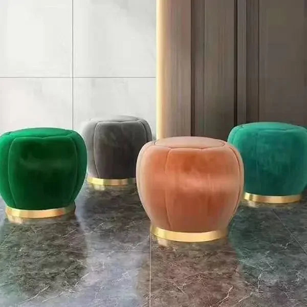 Afralia™ Nordic Luxury Bedroom Makeup Stool Ottoman, Solid Wood Vanity Chair Elegant Living Room Furniture