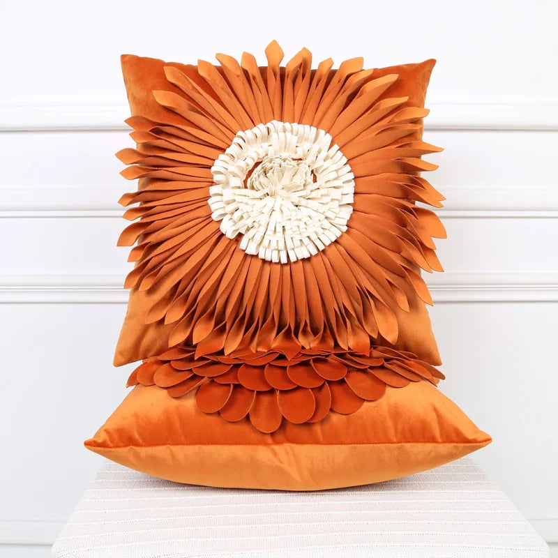 Afralia™ Small Daisy Sunflower Velvet Cushion Cover - Girl's Heart Style - Plush Home Decoration