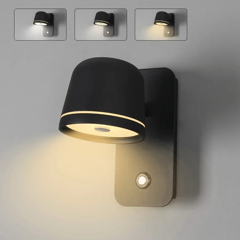 Afralia™ LED Wall Lamp: Touch Dimmer, Adjustable 3-CCT Brightness Wall Sconce