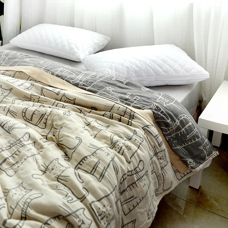 Afralia™ Japanese Summer Cotton Bamboo Blanket - High Quality Bedspread