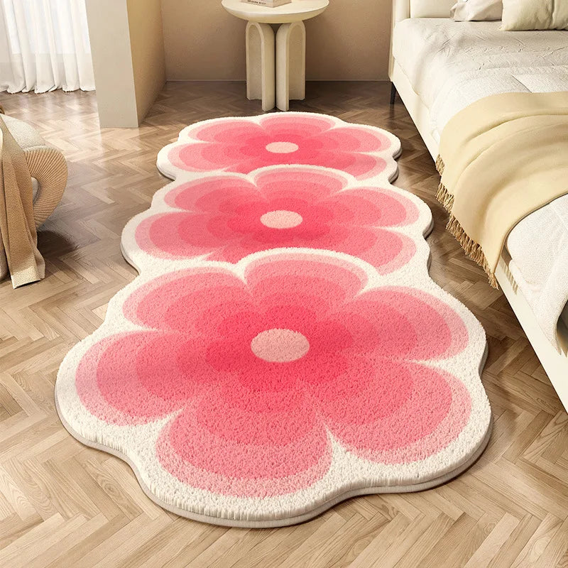 Afralia™ Floral Faux Cashmere Bedside Carpet: Soft, Non-Slip, Wear-Resistant Floor Mat