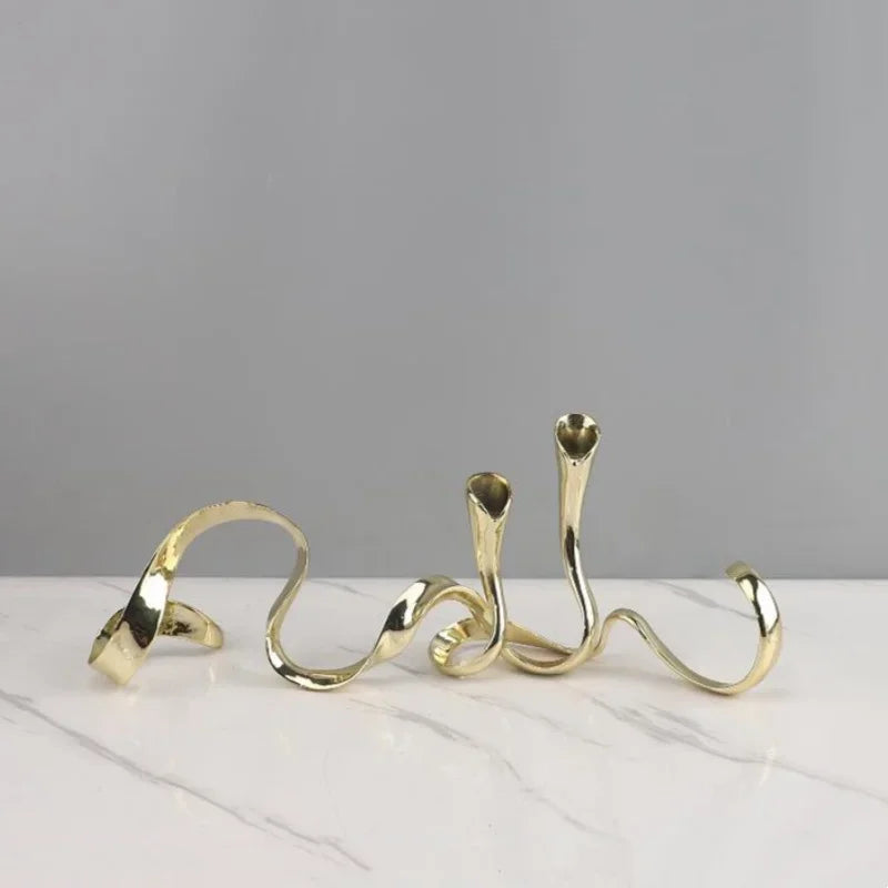 Afralia™ Geometric Gold Candlestick Holder Centerpiece