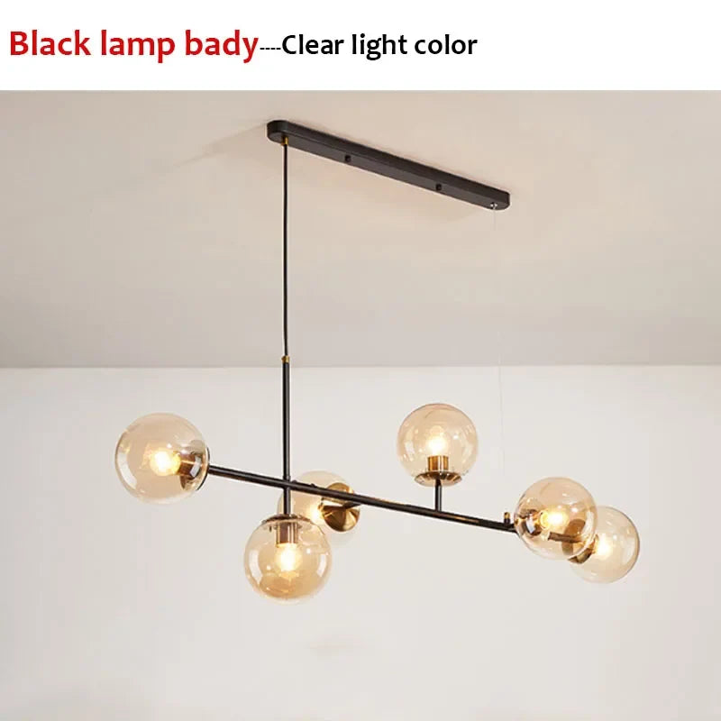 Afralia™ Glass Ball LED Pendant Light Modern Chandelier for Living Room Decor