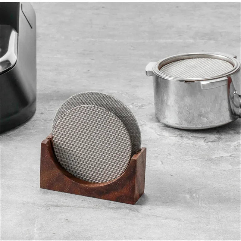 Afralia™ Espresso Filter Screen Holder Wooden Stand for Portafilter Puck Screens