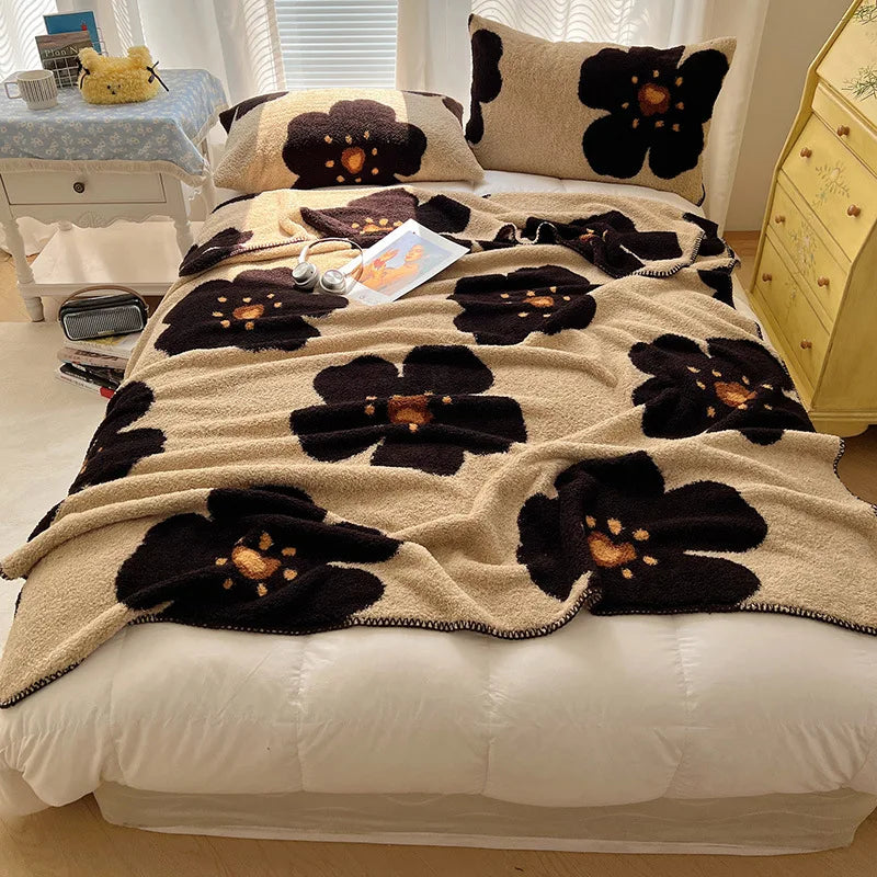 Afralia™ Geometric Printed Half Fleece Sofa Cover: Luxe Bohemian Shawl Blanket for Office Nap