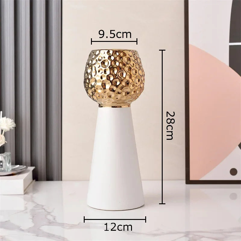 Afralia™ Gold Hammer Pattern Ceramic Vase: Creative Plant Pot for Table Decoration and Floral Arrangement