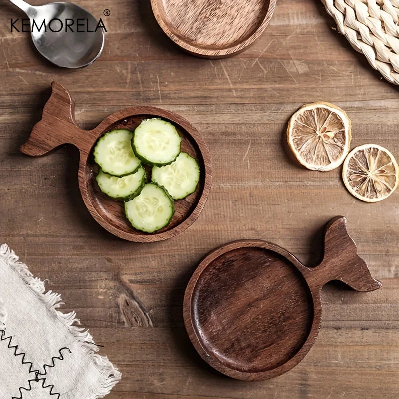 Japanese-Inspired Acacia Wooden Tea Tray | Fish-Shaped High-Value Serving Platter