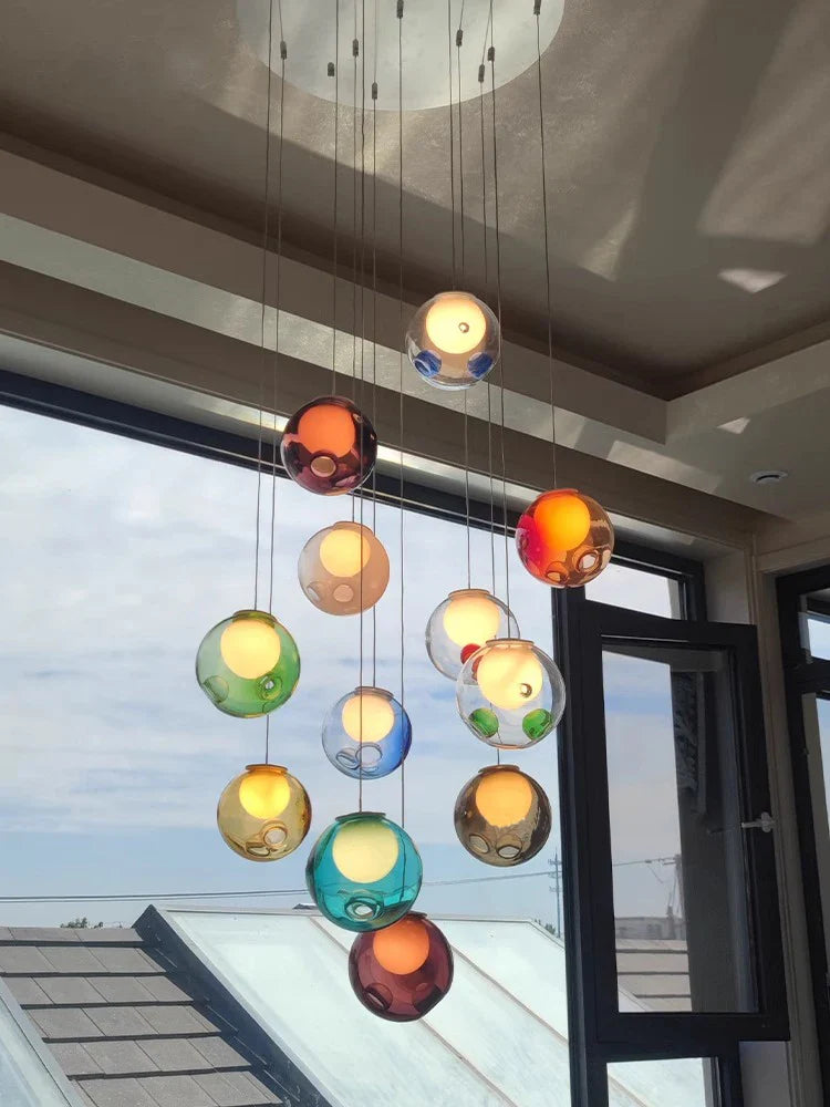 Afralia™ Glass Ball Pendant Light: Modern Handmade Boho Sputnik Fixture for Living Room & Dining Room