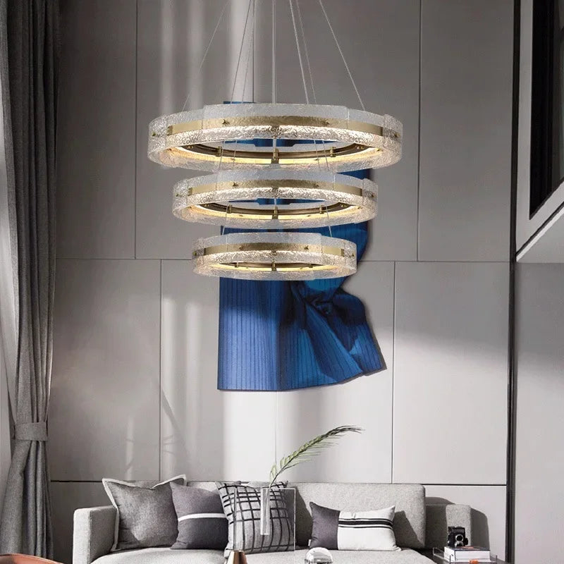 Afralia™ Water Ripple Glass Chandelier: Modern Luxury Living Room Ceiling Lamp for Elegant Home Decor