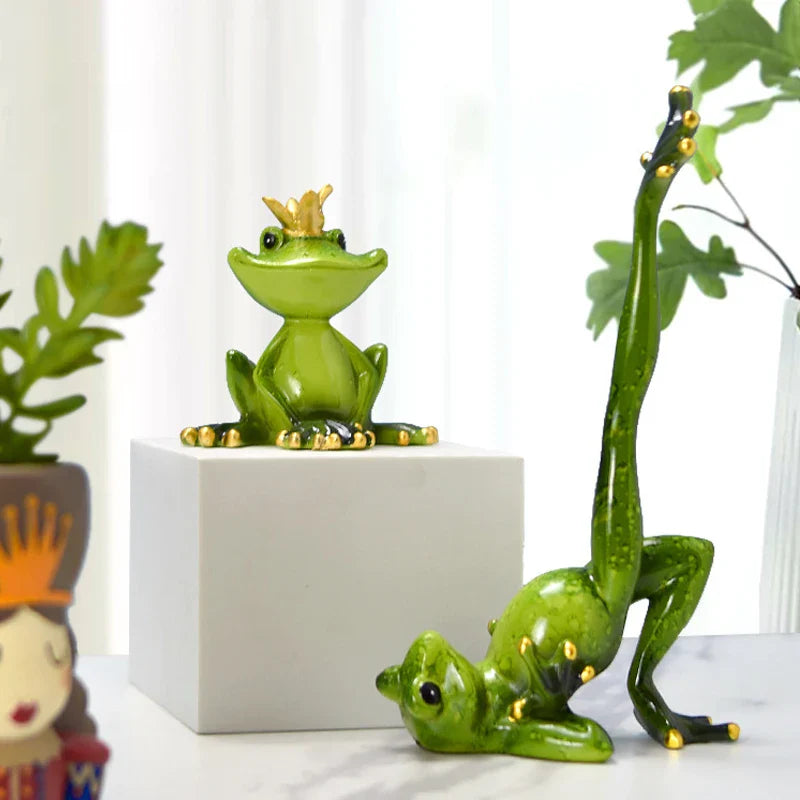 Afralia™ Yoga Frog Figurine: Garden & Home Decor Craft - Vilead Resin Animal Ornament