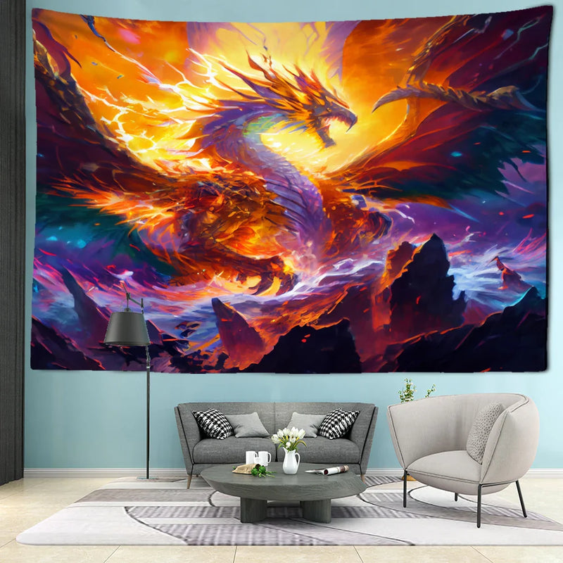 Afralia™ Mysterious Witchcraft Dragon Tapestry Wall Hanging Home Decor