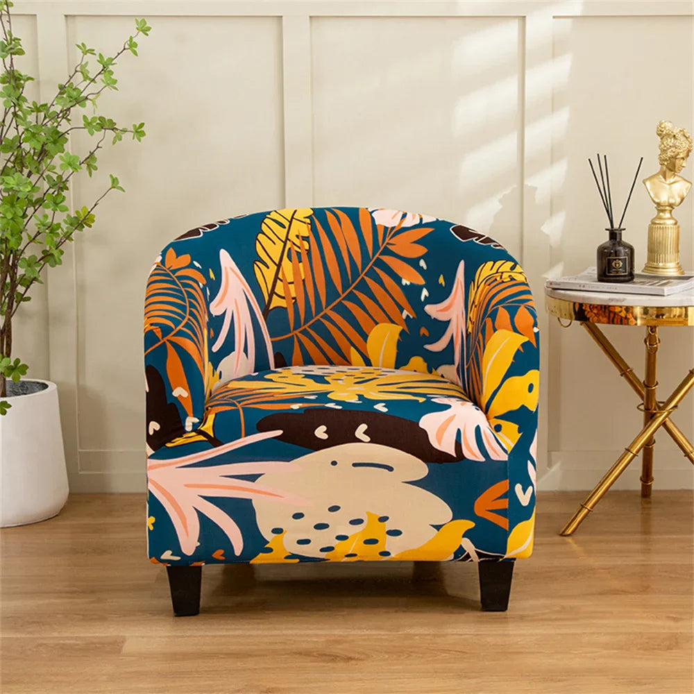 Afralia™ Printed Tub Chair Cover - Armchair Slipcover for Club Sofa