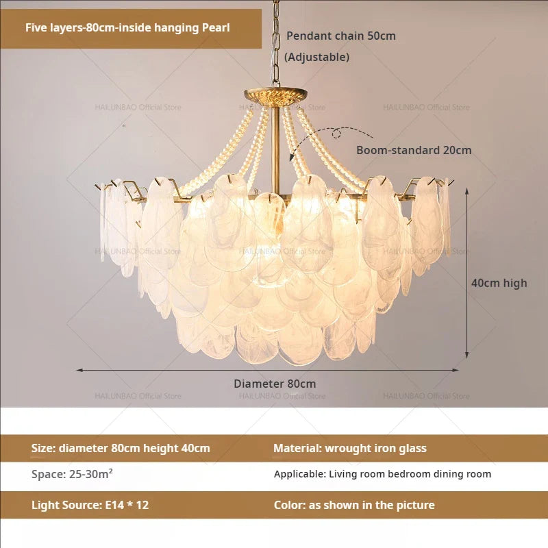 Afralia™ French Chandelier Garden Light with K9 Crystal | Elegant Pearl Shell Design