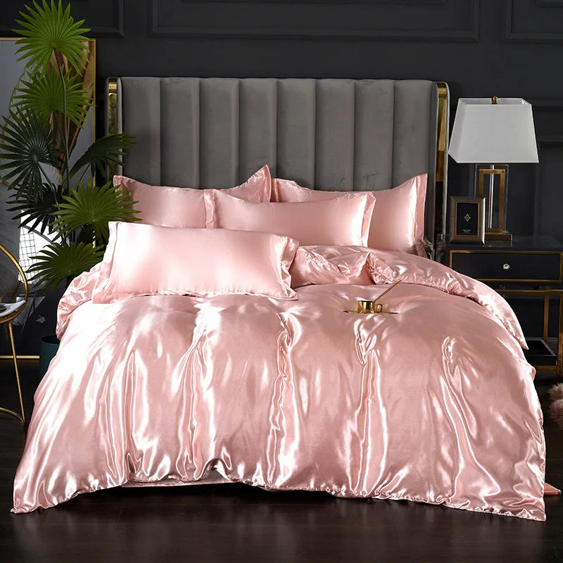 Afralia™ Silky Ice Solid Color Bedding Set for Cool Summer Sleep