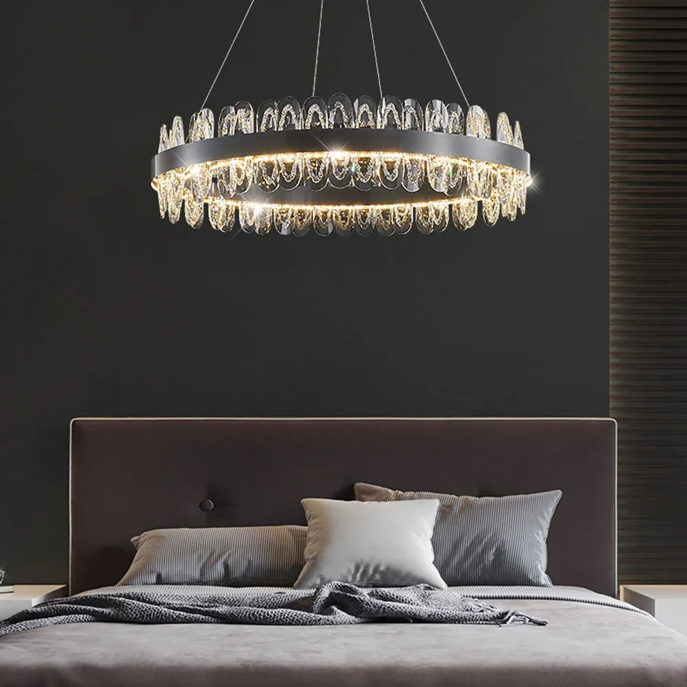 Afralia™ Crystal LED Chandelier: Modern Luxury Interior Pendant Light for Living Room