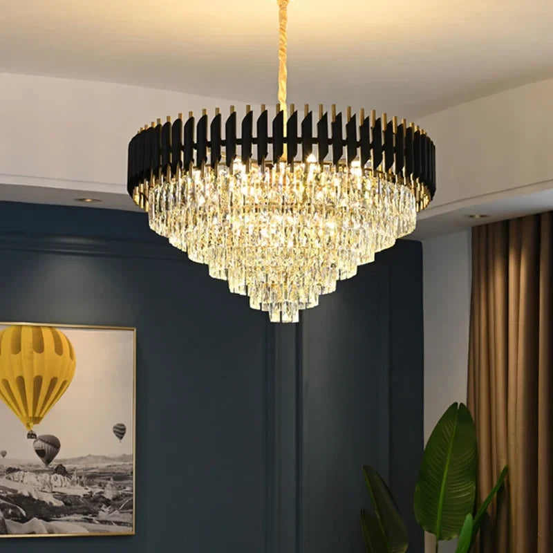 Afralia™ Crystal LED Pendant Chandelier: Modern Luxury Living Room Dining Lighting Fixture