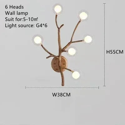 Afralia™ Vintage Resin Tree Branch Chandelier Glass Lightshade for Living Room Kitchen Island