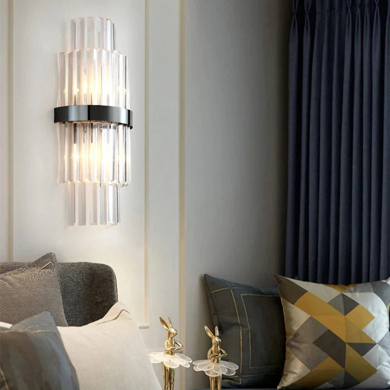 Afralia™ Crystal LED Wall Lamp Modern Luxury Light Gold Sconces for Living Room Bedroom