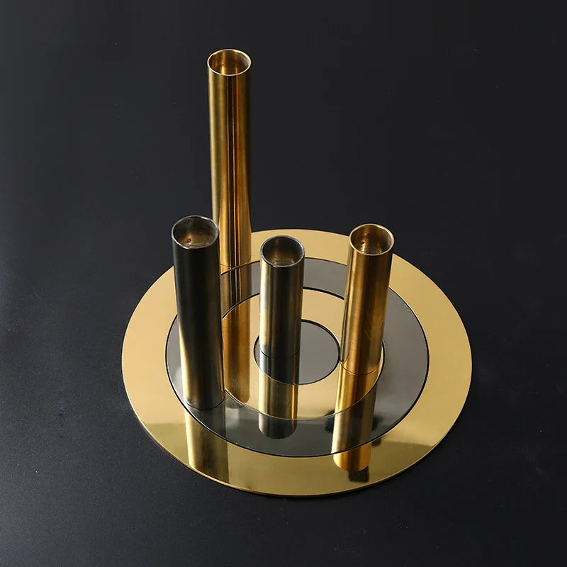 Afralia™ Stainless Steel Geometric Target Metal Figurine for Home Decoration