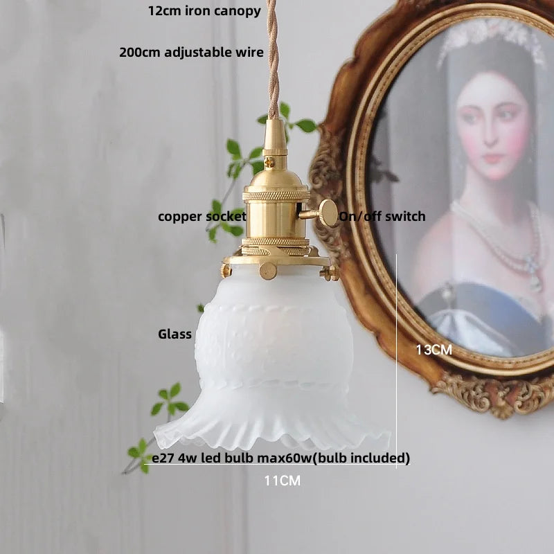 Afralia™ White Bud Glass LED Pendant Light: Modern Nordic Hanging Lamp with Adjustable Wire