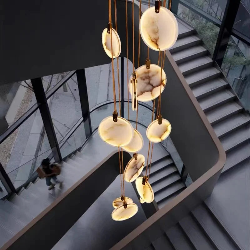 Afralia™ LED Marble Ceiling Pendant Lamp, Modern Interior Lighting for Living Room