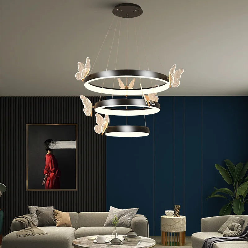 Afralia™ Nordic Butterfly Ring LED Pendant Lamp for Home Decor Chandelier Fixture