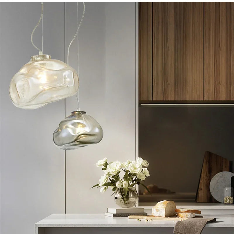 Afralia™ Cloud Glass Pendant Lights | Nordic Modern Blown Crystal Suspension Lamps