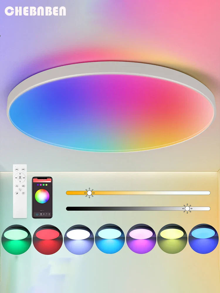 Afralia™ Smart Wifi RGB LED Ceiling Light Panel with Tuya Dimming for Alexa Google Home