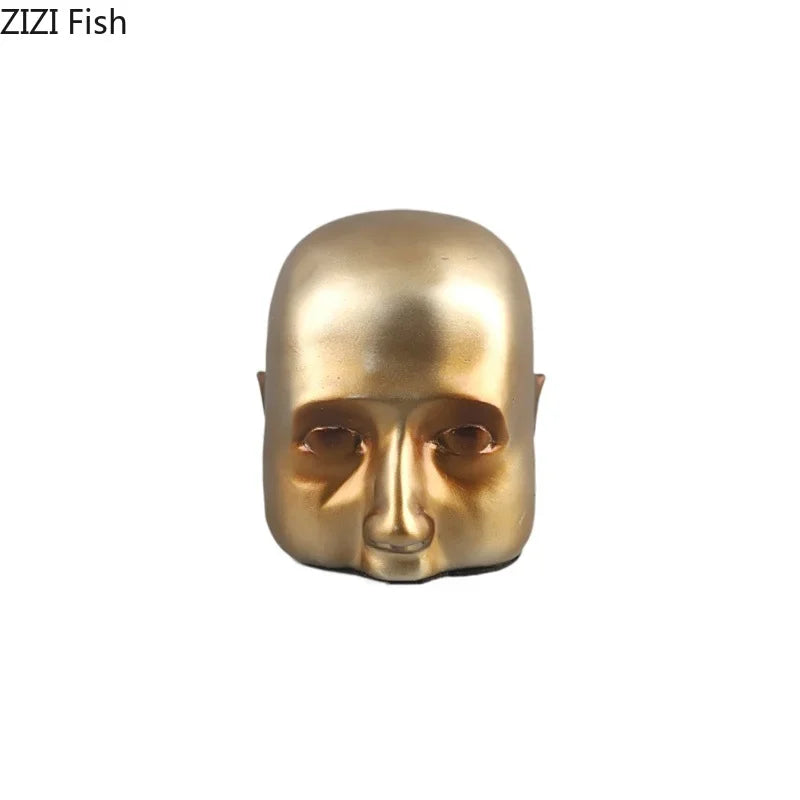 Afralia™ Abstract Resin Sculpture Ornament | Modern Golden Character Desk Decoration