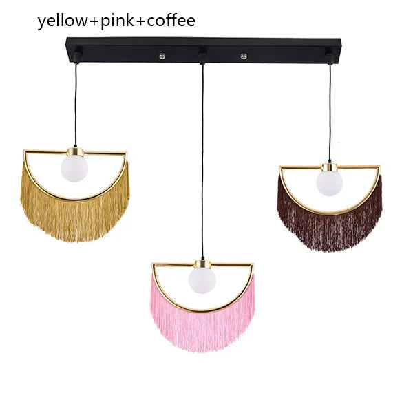 Afralia™ Coloured Tassel Glass Ball Pendant Light for Boho Minimalist Style Bedroom & Restaurant