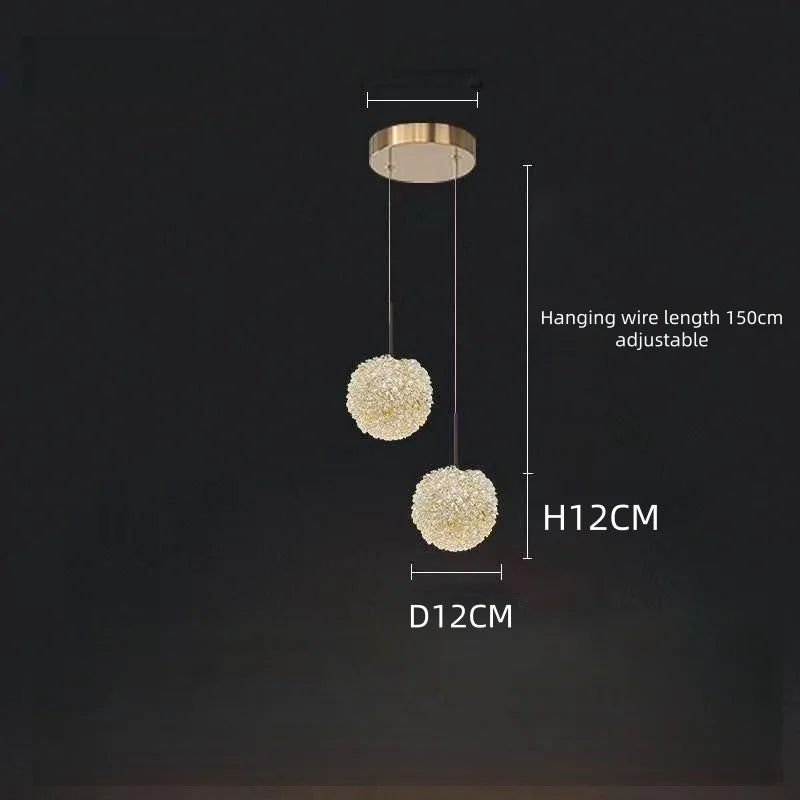 Afralia™ LED Glass Ball Chandelier for Staircase Duplex Villa Loft Hollow Living Room