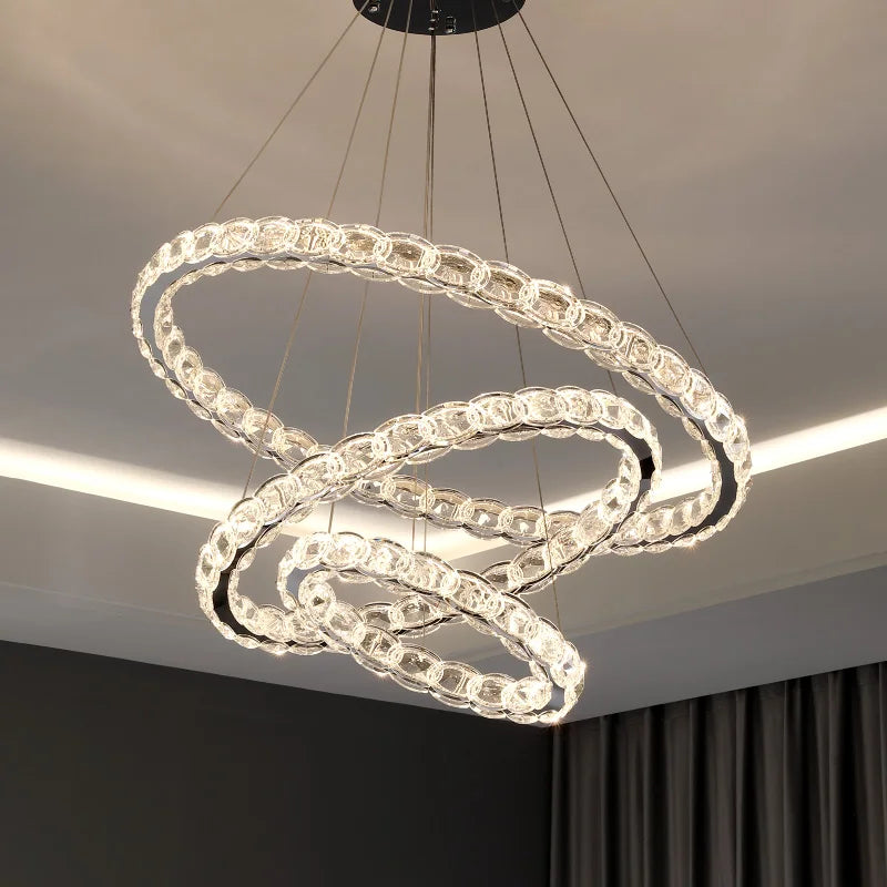 Afralia™ Crystal Chandelier: Modern Net Red Circle Light for Living Room, Bedroom, Restaurant