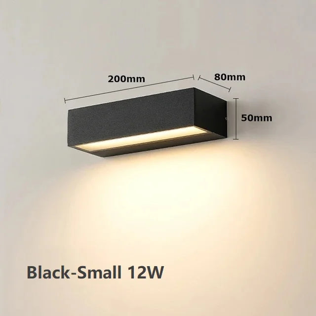 Afralia™ Outdoor Waterproof LED Wall Lights for Balcony Patio Garden Porch, Aluminum, 12W 18W 30W