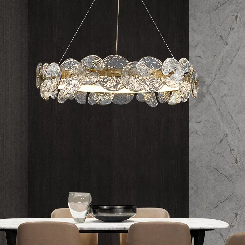 Afralia™ Glass Flower LED Chandelier for Living Room Bedroom Kitchen Dining Ceiling Lights