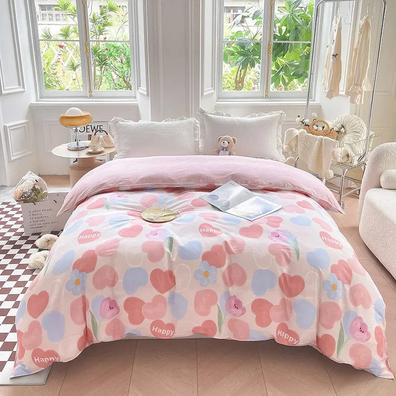 Afralia™ Cotton Duvet Cover 240x220 King Size Flowers Design Comforter Cover