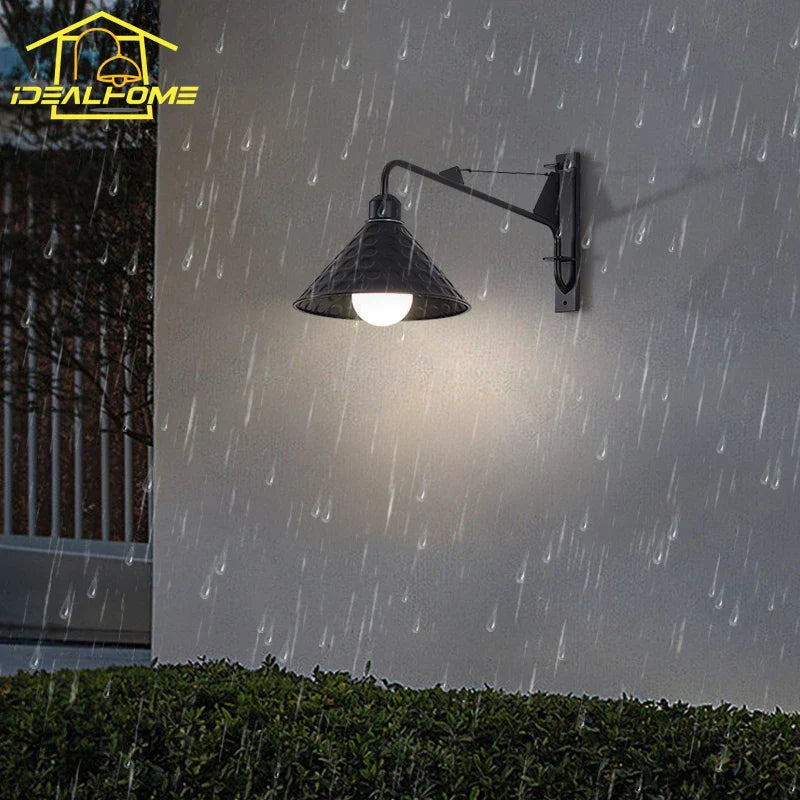 Afralia™ Outdoor Wall Lamp LED E27 Swing Arm Industrial Rotatable Wall Mounted