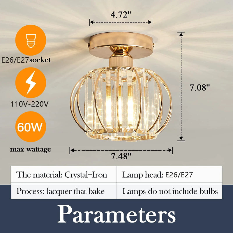 Afralia™ Crystal Ceiling Light Fixture E26 E27 Modern Glod Black Chandelier