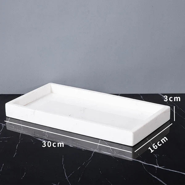Afralia™ Volakas White Marble Bathroom Set: Soap Dispenser, Toothbrush Holder, Tray