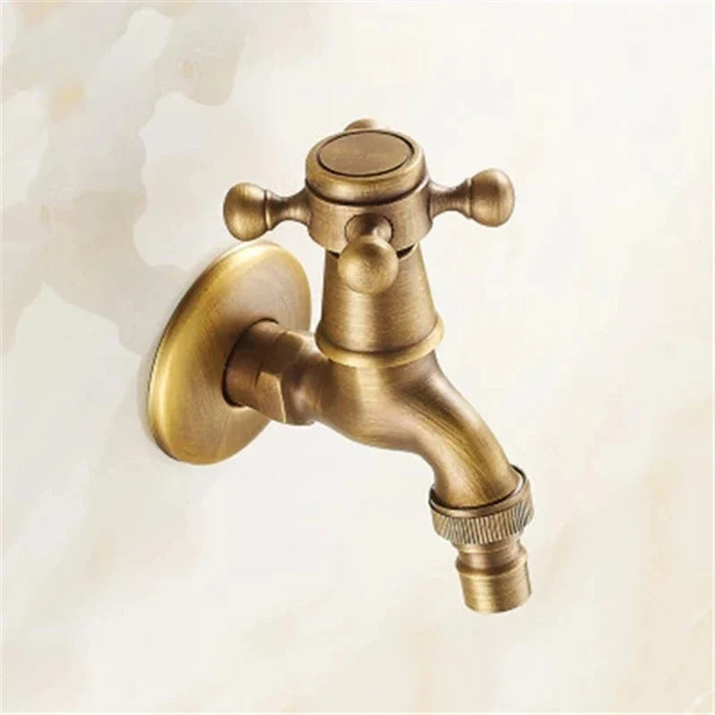Afralia™ Antique Brass Garden Bibcock Tap Decorative Water Faucet for Bathroom and Outdoor Use