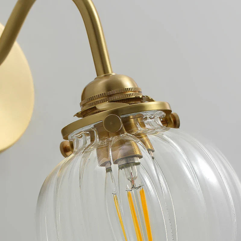 Afralia™ Copper Glass Ball Wall Sconce LED Light Fixture