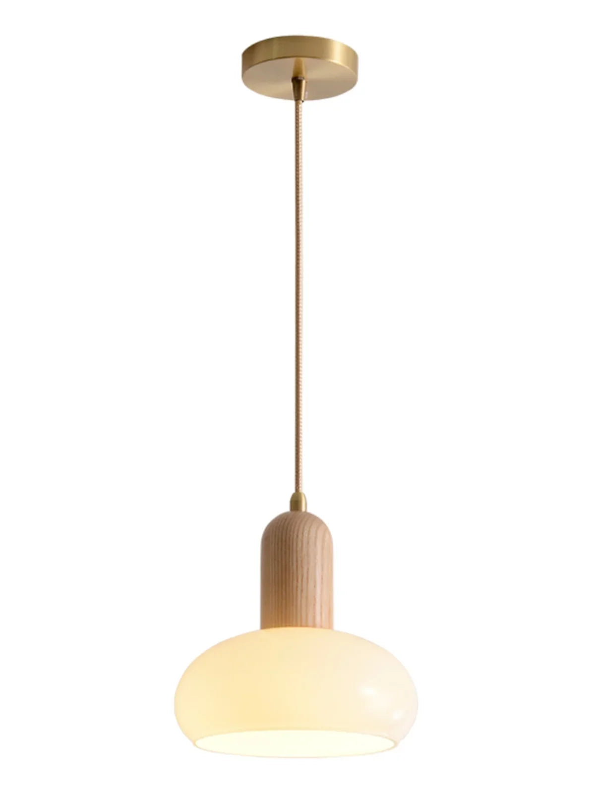 Afralia™ Wood Glass Pendant Light E27 Fixture Kitchen Dining Room Chandelier