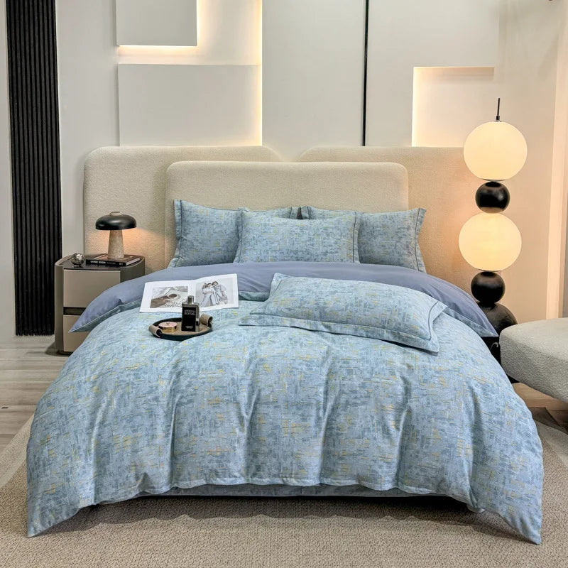 Afralia™ Brushed Cotton Printed Duvet Cover Set - Single/Double Bed Bedclothes