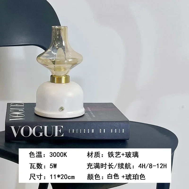 Afralia™ Touch Dimming Table Lamp Cream Wind Night Light for Bedroom and Study