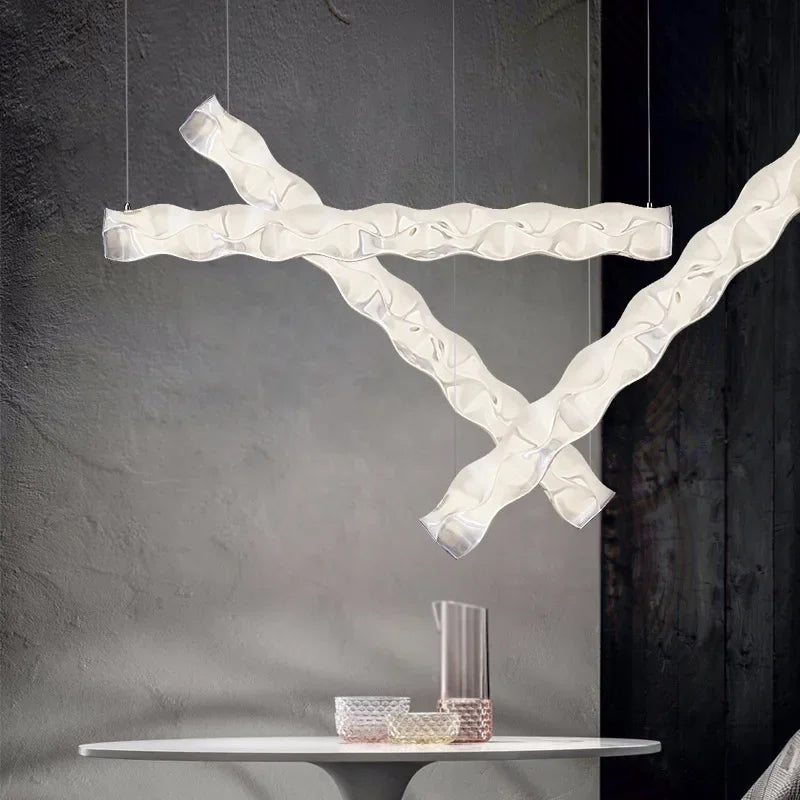 Afralia™ Water Ripple Long Strip Chandelier for Nordic Home Decoration