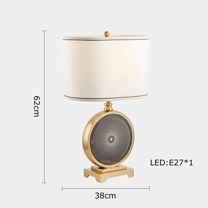 Afralia™ Oriental Marble LED Desk Lamp Classy Home Decor Luxury Textile Table Light.