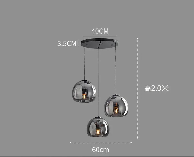 Afralia™ Glass Pendant Light Luxury Nordic Led Hanging Lamp Modern Bedroom Fixture