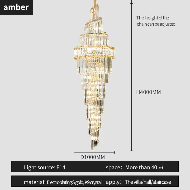 Afralia™ K9 Deluxe Crystal Pendant Chandelier: Dazzling LED Ceiling Light for Modern Elegance