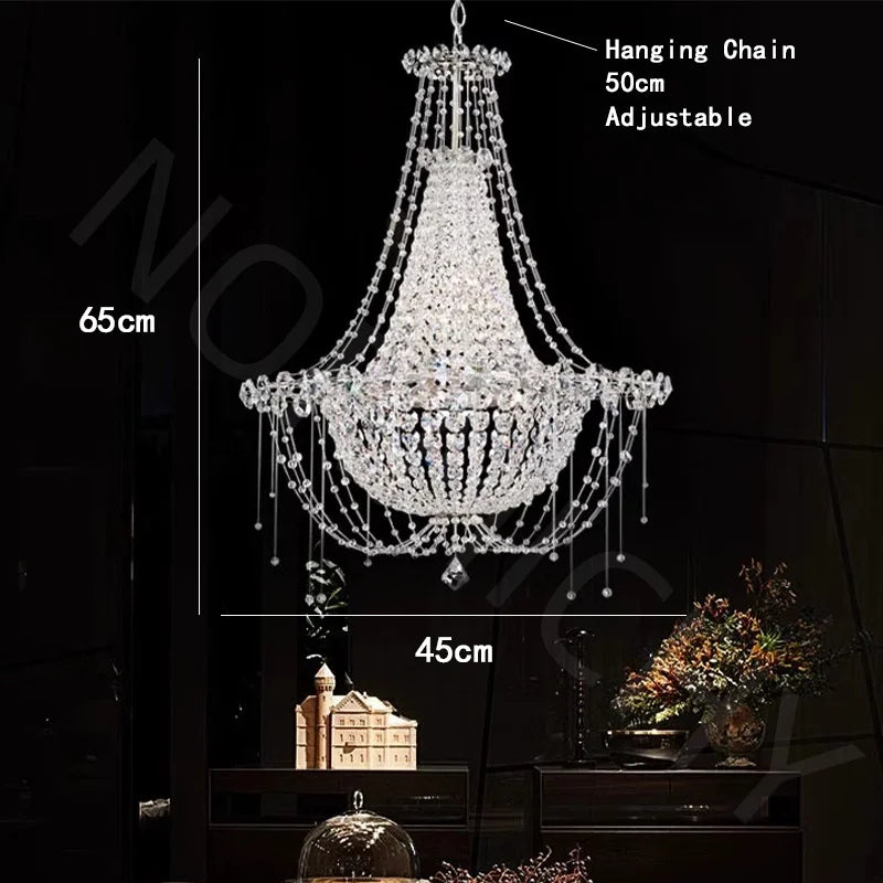Afralia™ French Crystal Chandelier Staircase Villa LED Lustre - Luxury Designer Lighting Fixtures